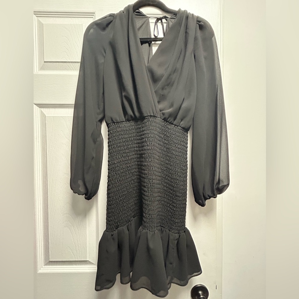 Elegant Black Smocked Dress